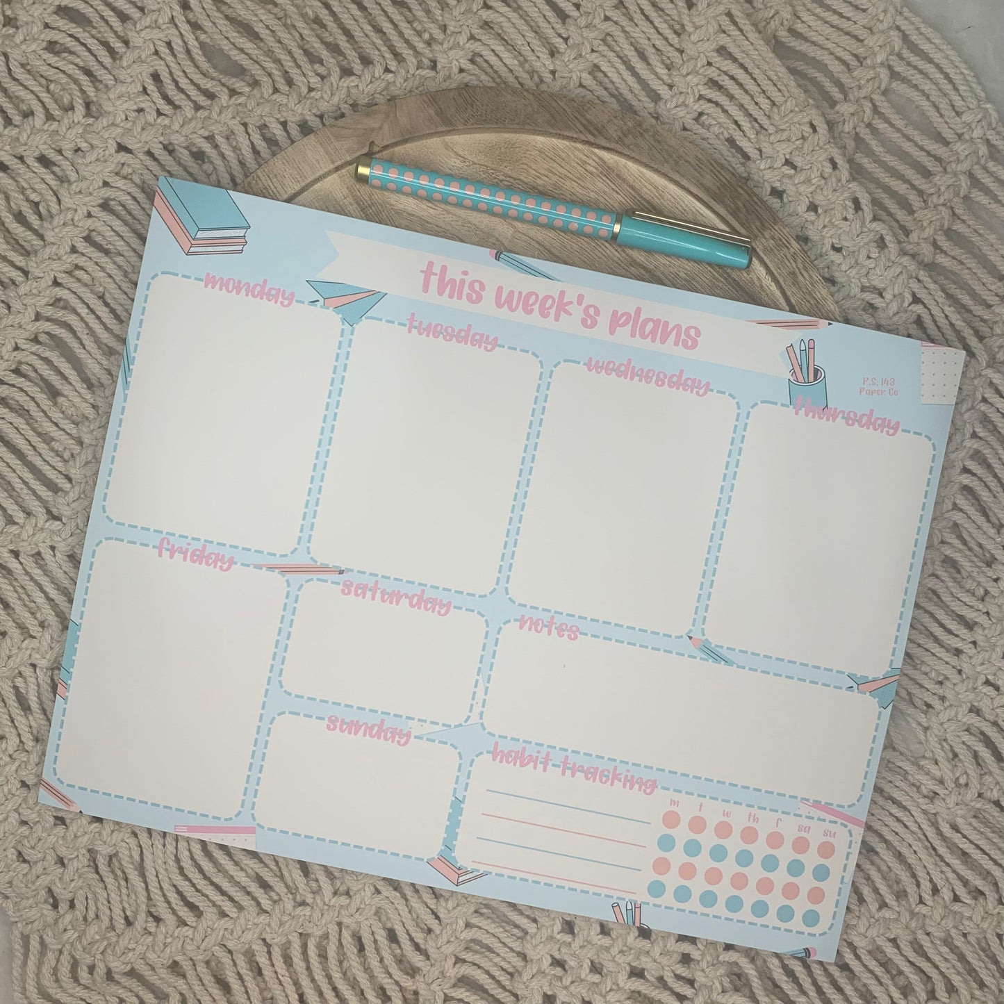 Office Supplies Weekly Planner Large Notepad