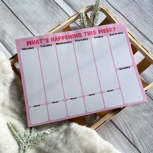 Pink Weekly Planner Large Notepad